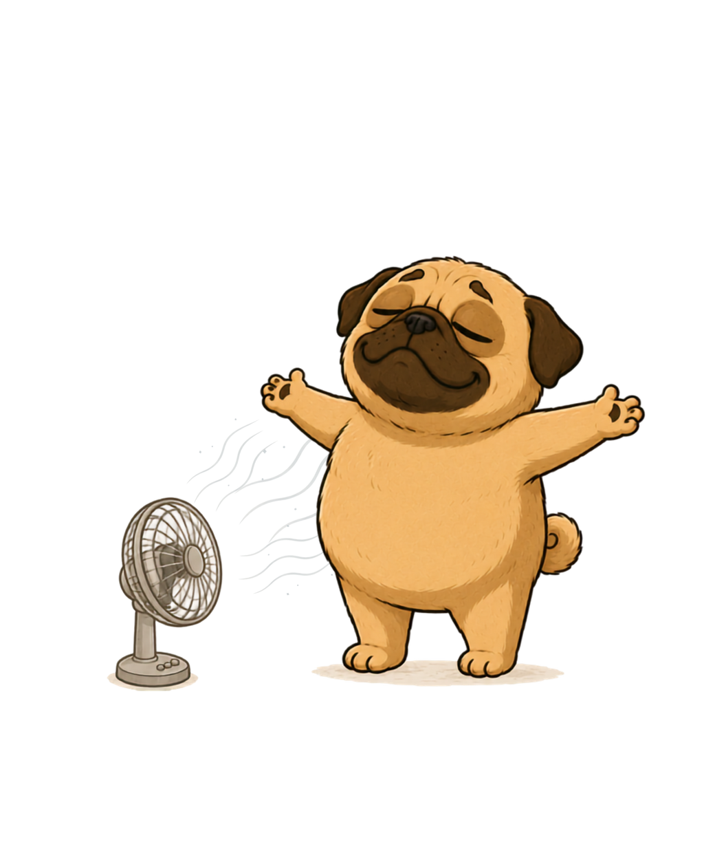 Chubby Pug Dog Cooling Down Electric product image 3