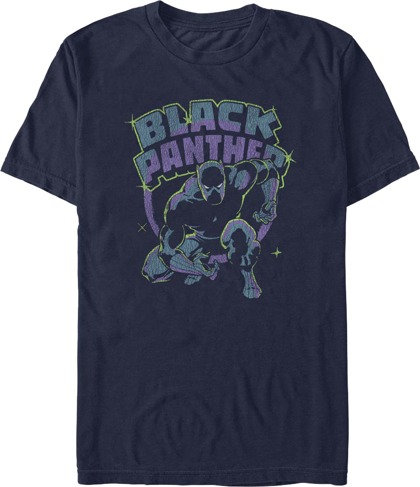 Black Panther Retro Action Pose Marvel Comics T-Shirt product image 1