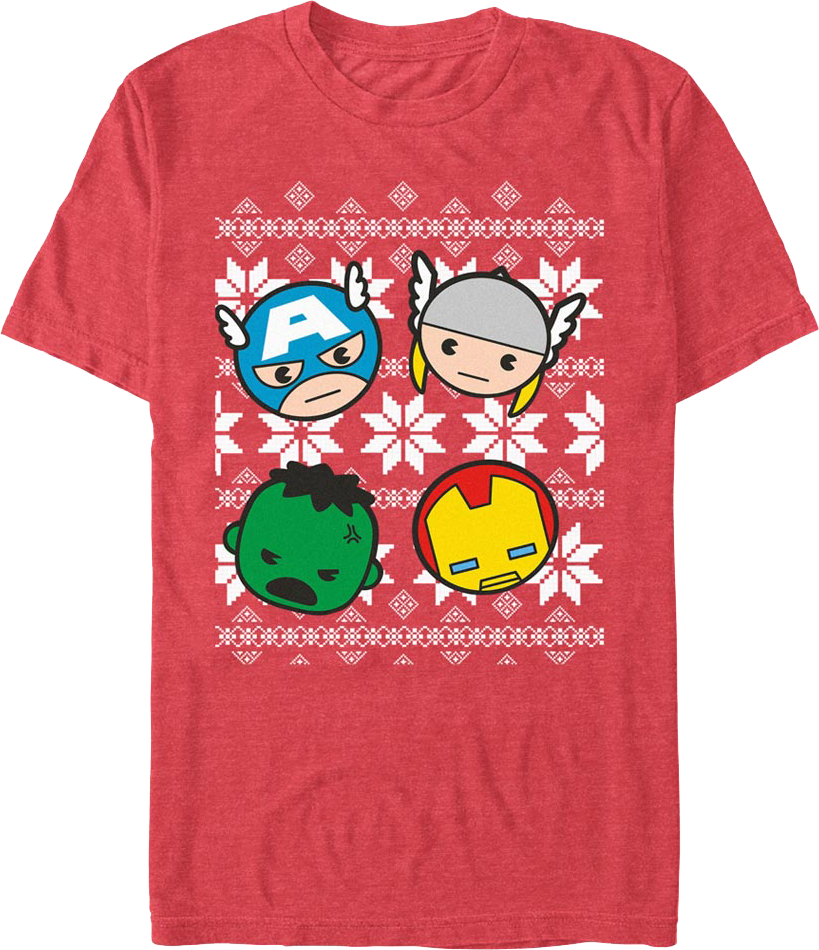 Chibi Avengers Faux Ugly Christmas Sweater Marvel Comics product image 1