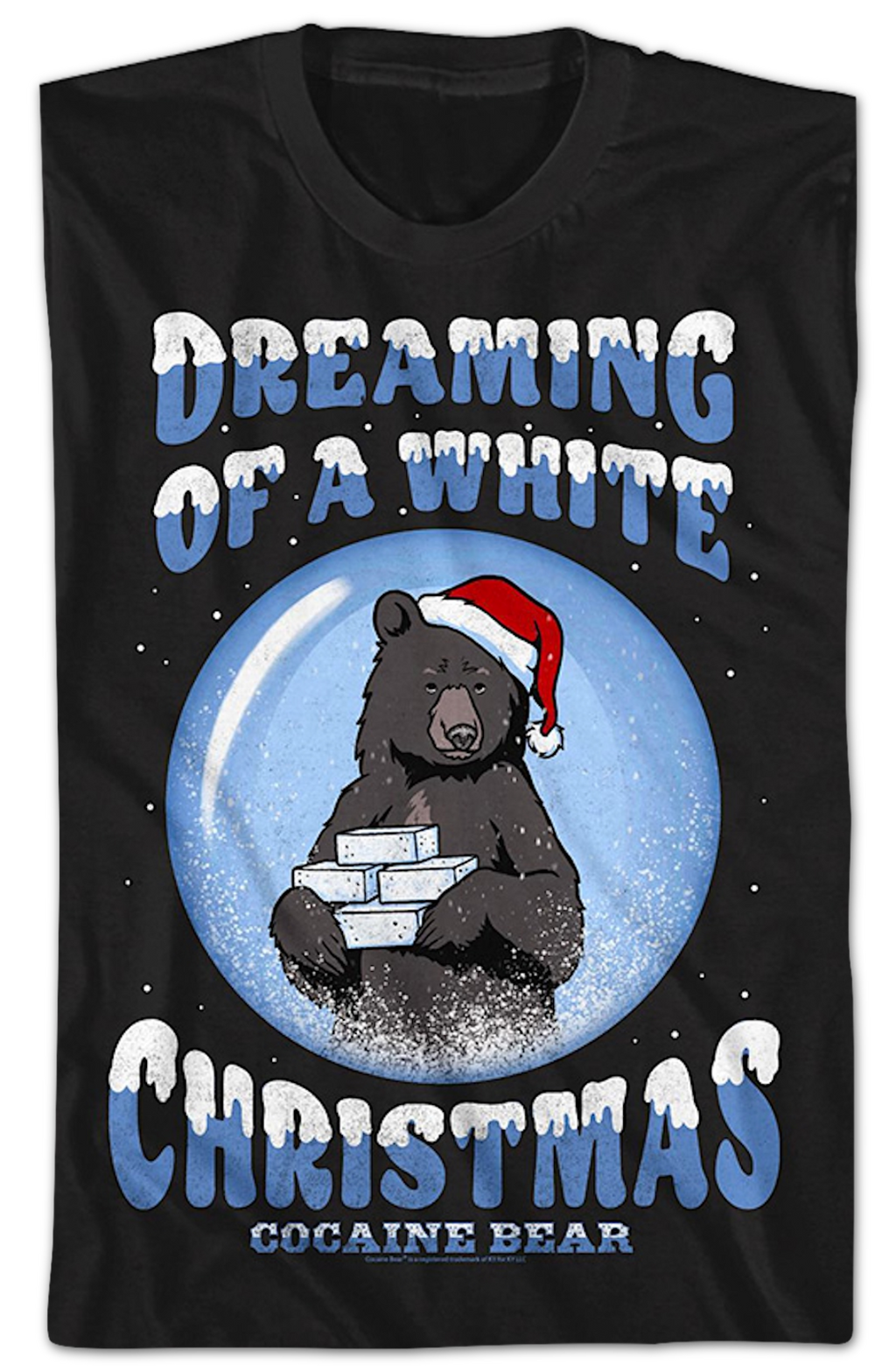Dreaming Of A White Christmas Cocaine Bear T-Shirt product image 2