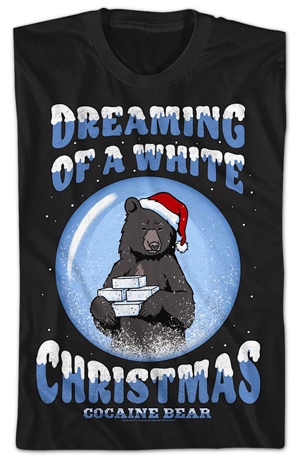 Dreaming Of A White Christmas Cocaine Bear T-Shirt product image 2