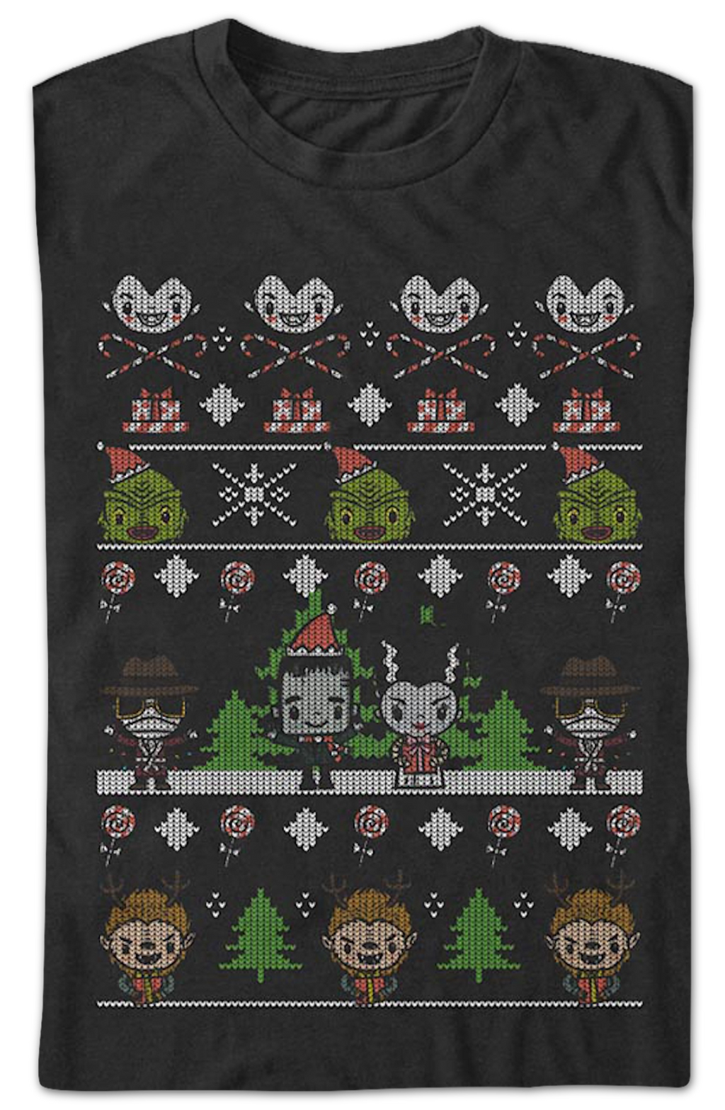 Faux Ugly Christmas Sweater Universal Monsters T-Shirt product image 2