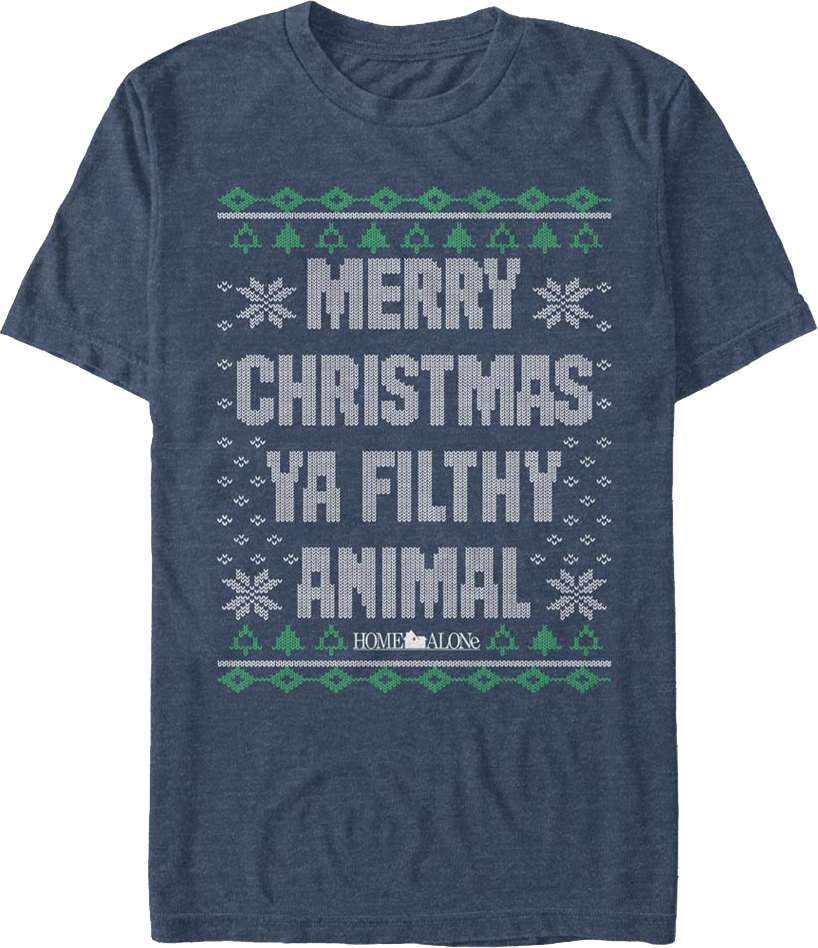 Filthy Animal Faux Ugly Sweater Home Alone T-Shirt product image 1