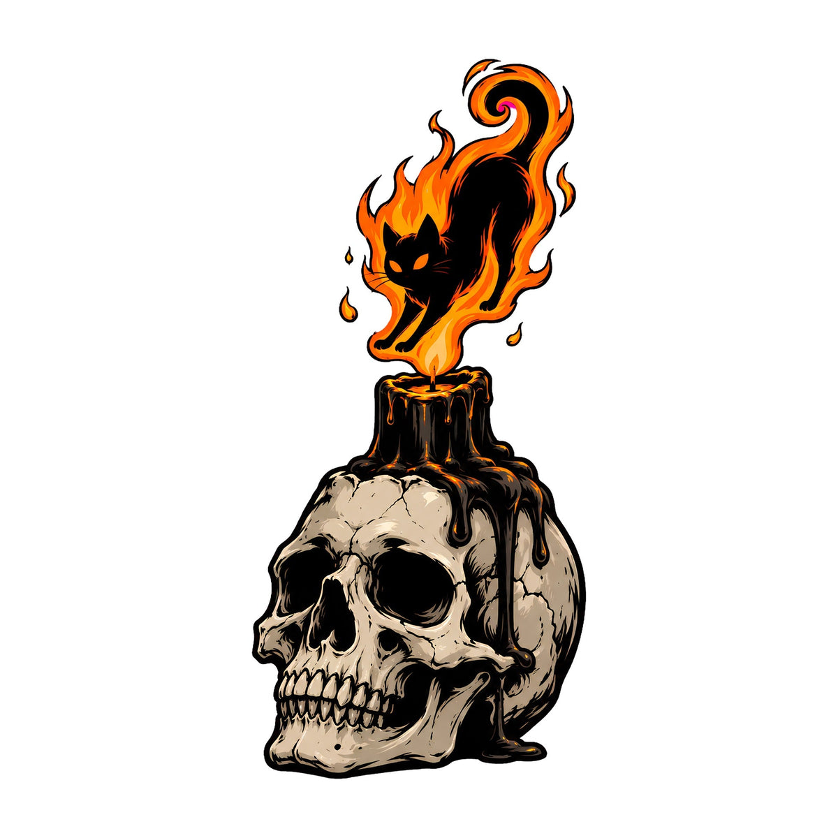 Flaming Cat Skull Candle product image 3