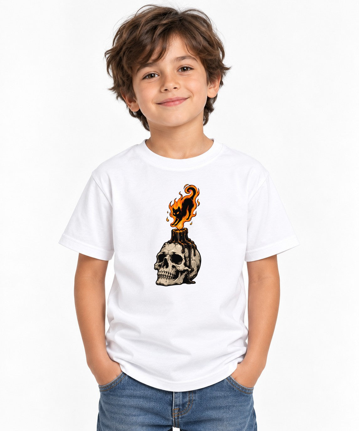 Flaming Cat Skull Candle product image 1