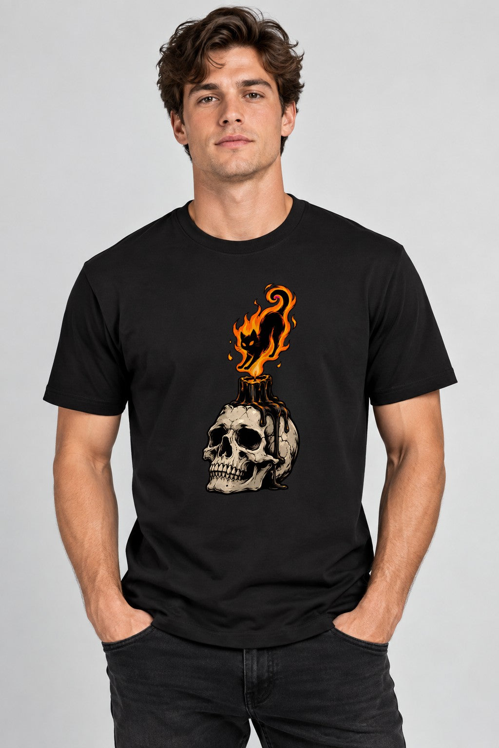 Flaming Cat Skull Candle product image 2