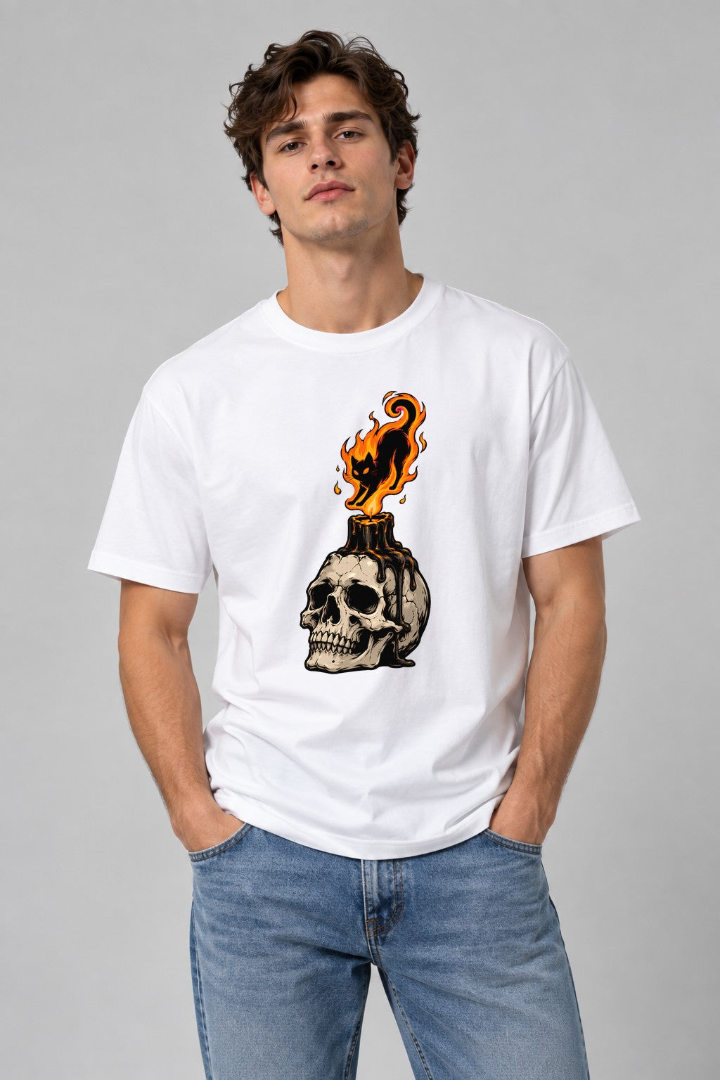 Flaming Cat Skull Candle product image 1