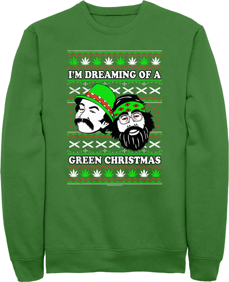Green Christmas Faux Ugly Sweater Cheech And Chong product image 1