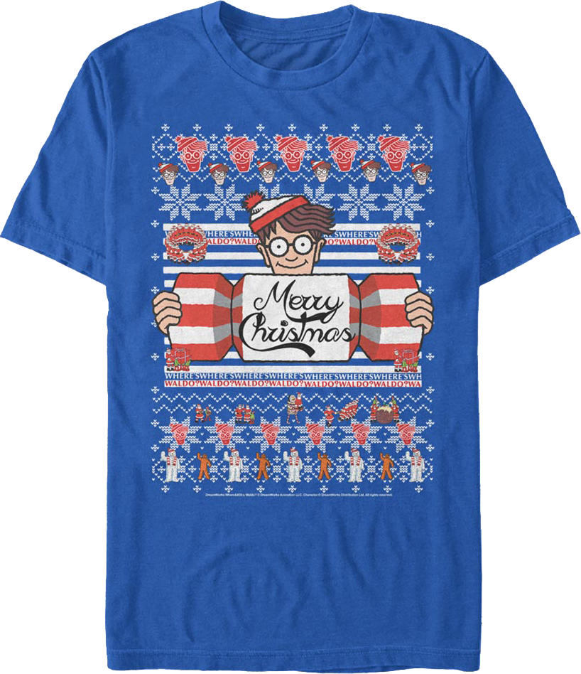 Merry Christmas Faux Ugly Sweater Where's Waldo T-Shirt product image 1