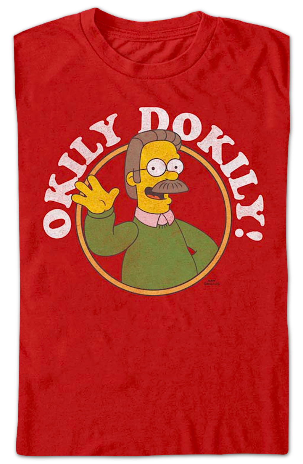 Red Ned Flanders Okily Dokily Simpsons T-Shirt product image 2