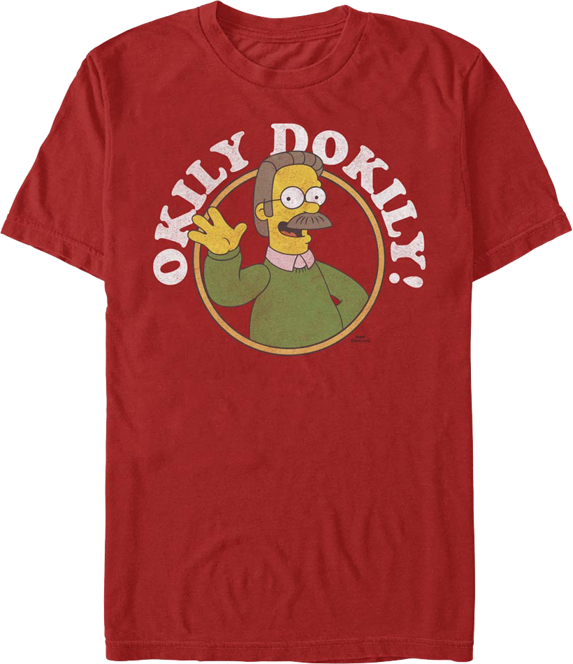 Red Ned Flanders Okily Dokily Simpsons T-Shirt product image 1