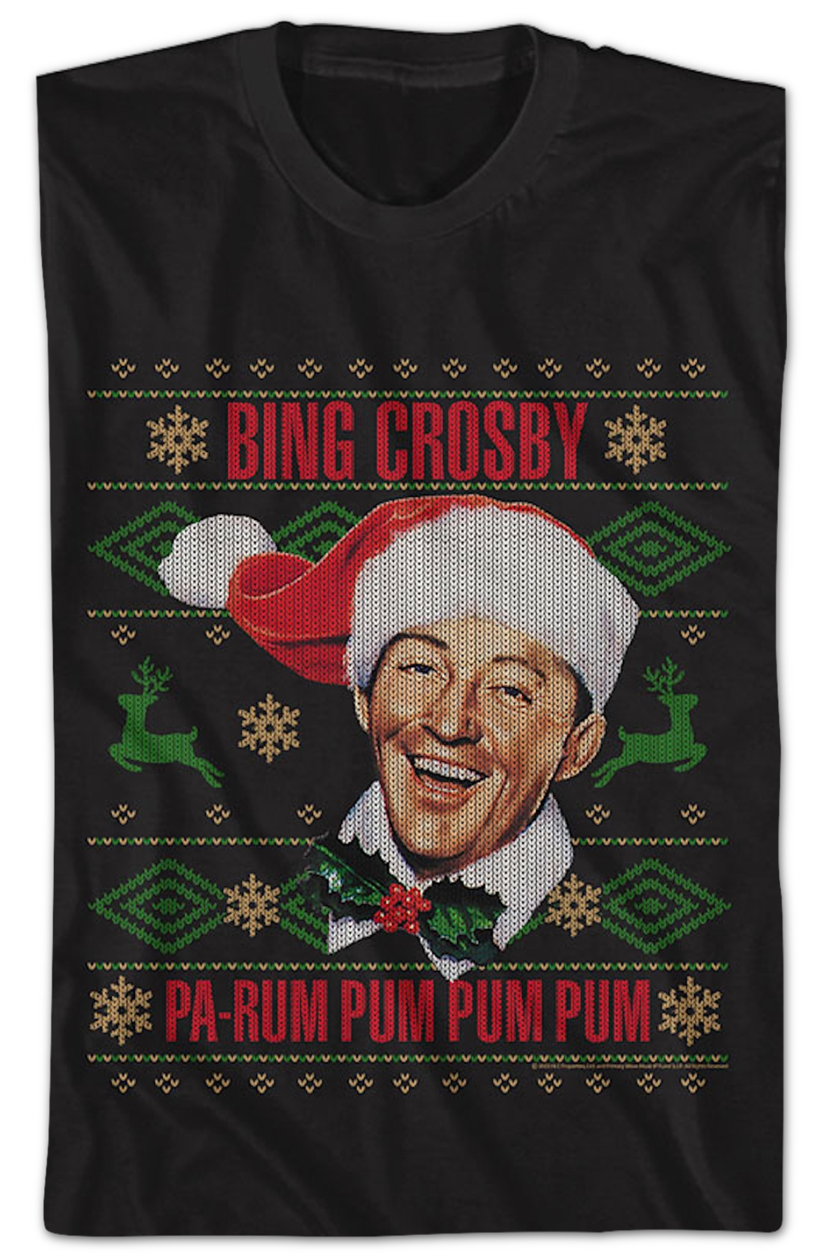 Pa-Rum Pum Faux Ugly Christmas Sweater Bing Crosby T-Shirt product image 2