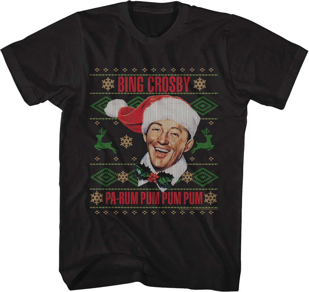 Pa-Rum Pum Faux Ugly Christmas Sweater Bing Crosby T-Shirt product image 1