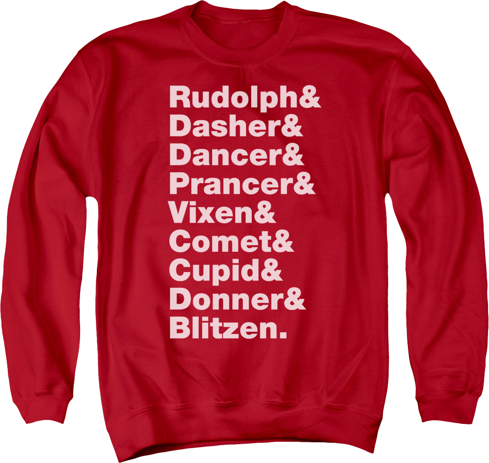 Reindeer Names Christmas Sweatshirt product image 1