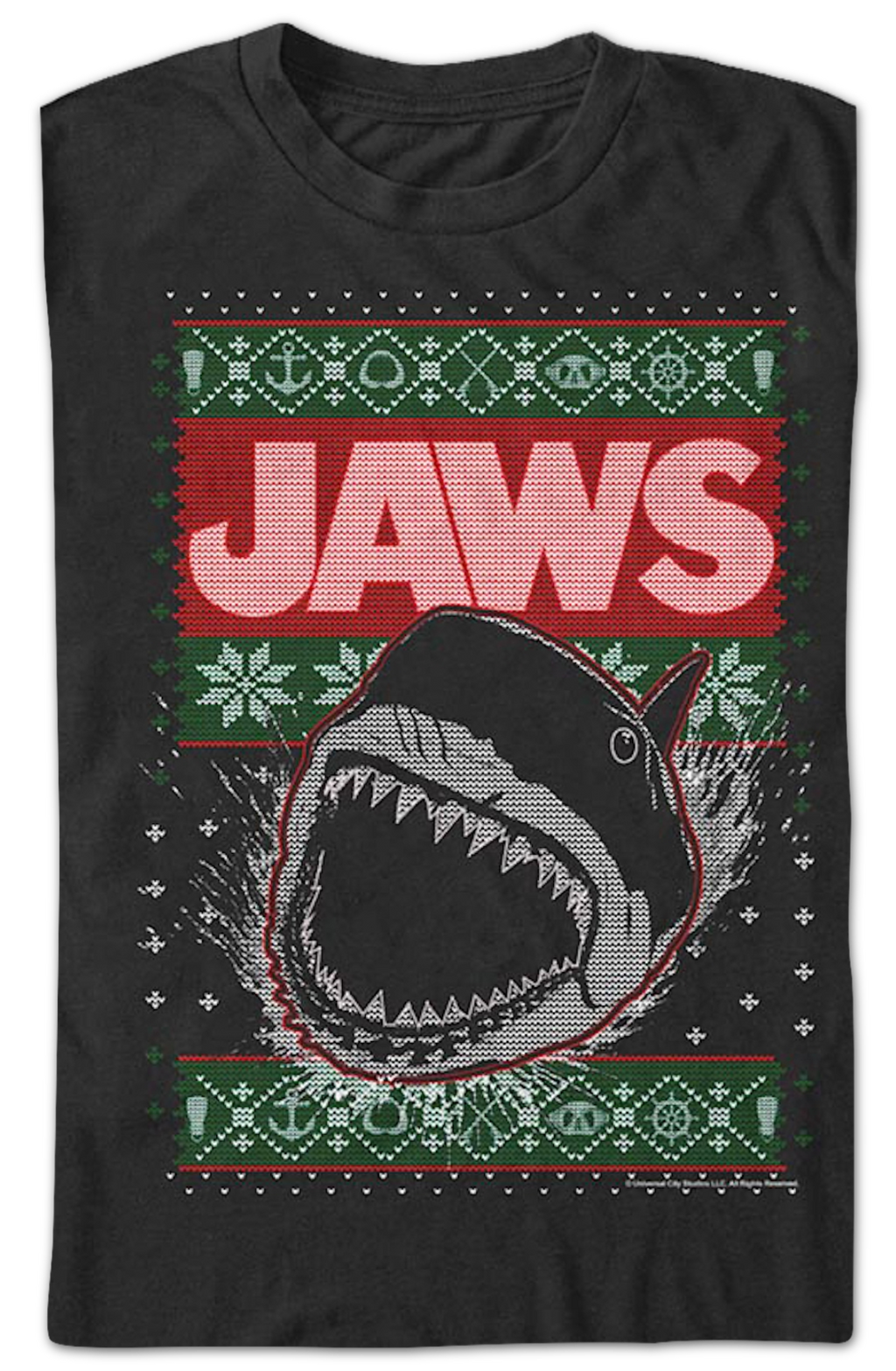 Shark Attack Faux Ugly Christmas Sweater Jaws T-Shirt product image 2