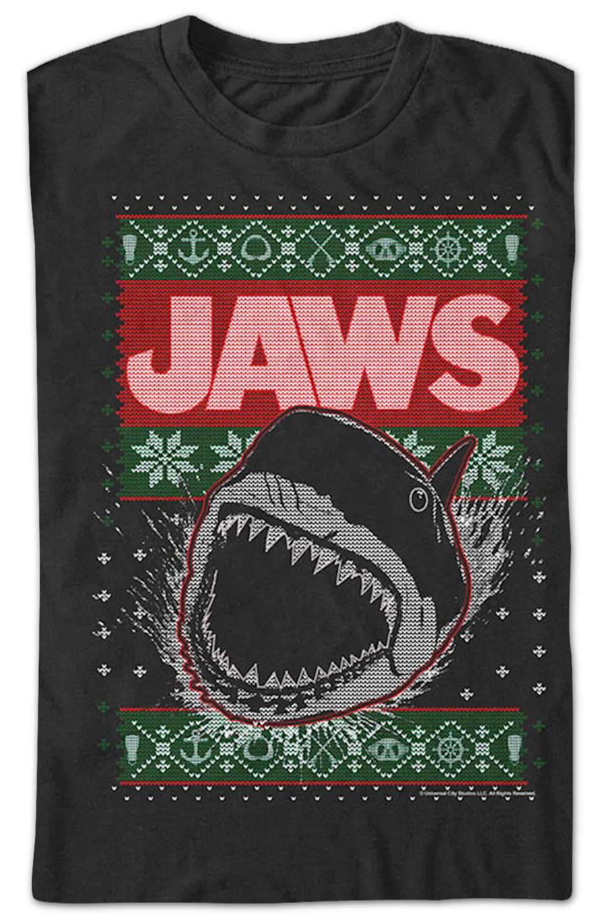 Shark Attack Faux Ugly Christmas Sweater Jaws T-Shirt product image 2