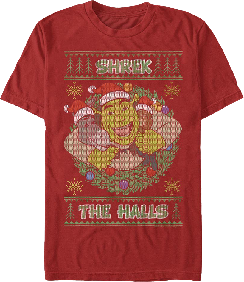 Shrek The Halls Faux Ugly Christmas Sweater T-Shirt product image 1