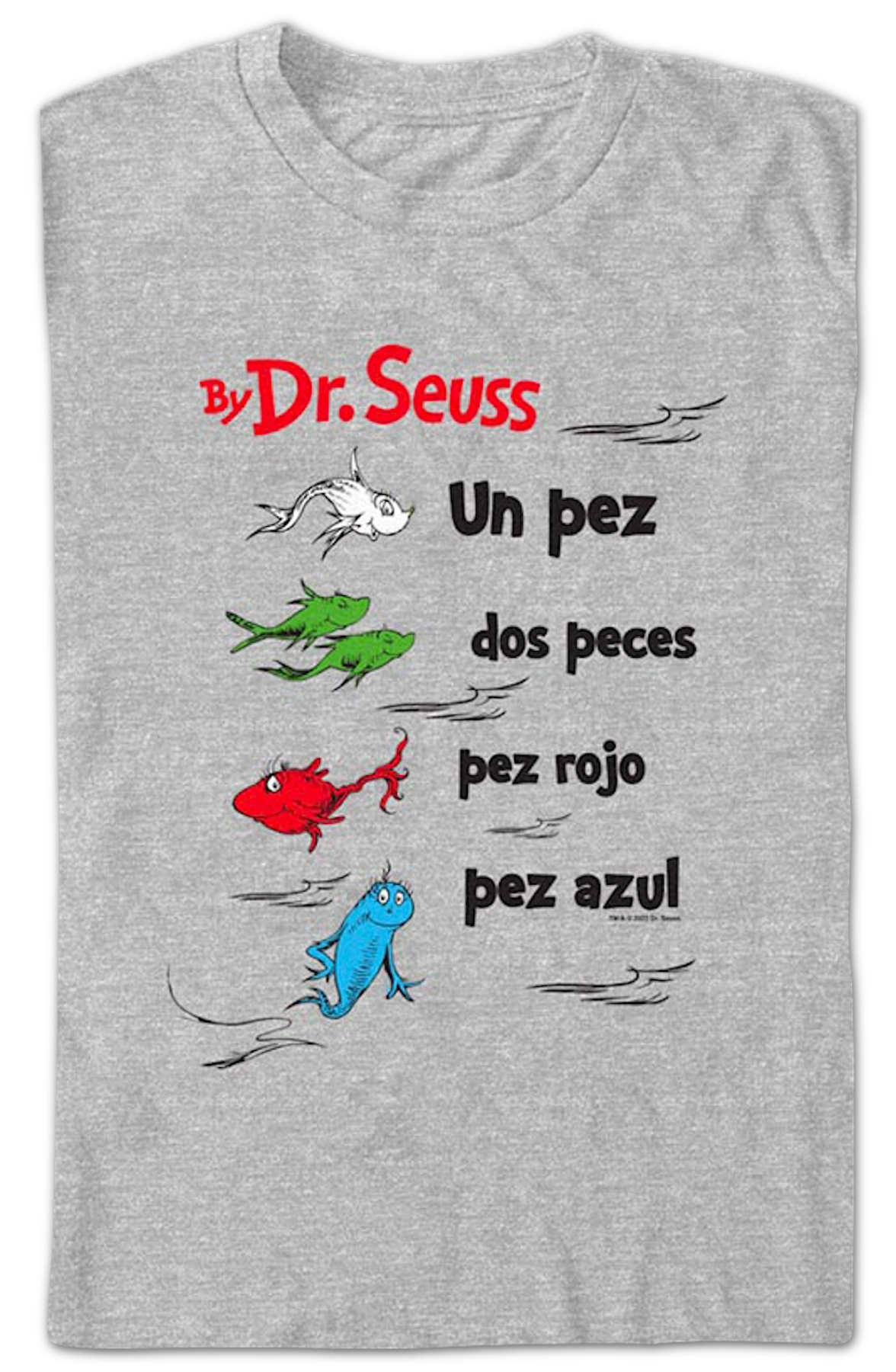 Spanish One Fish, Two Red Blue Dr. Seuss T-Shirt product image 2