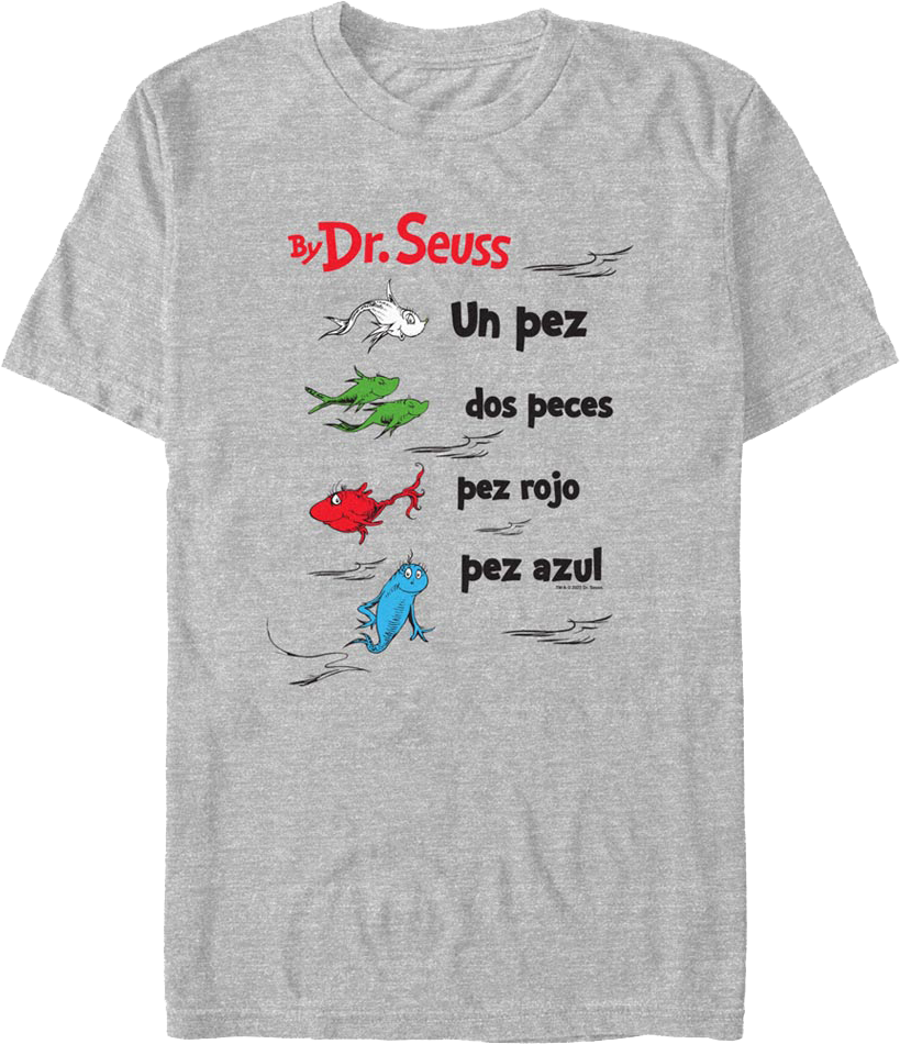 Spanish One Fish, Two Red Blue Dr. Seuss T-Shirt product image 1