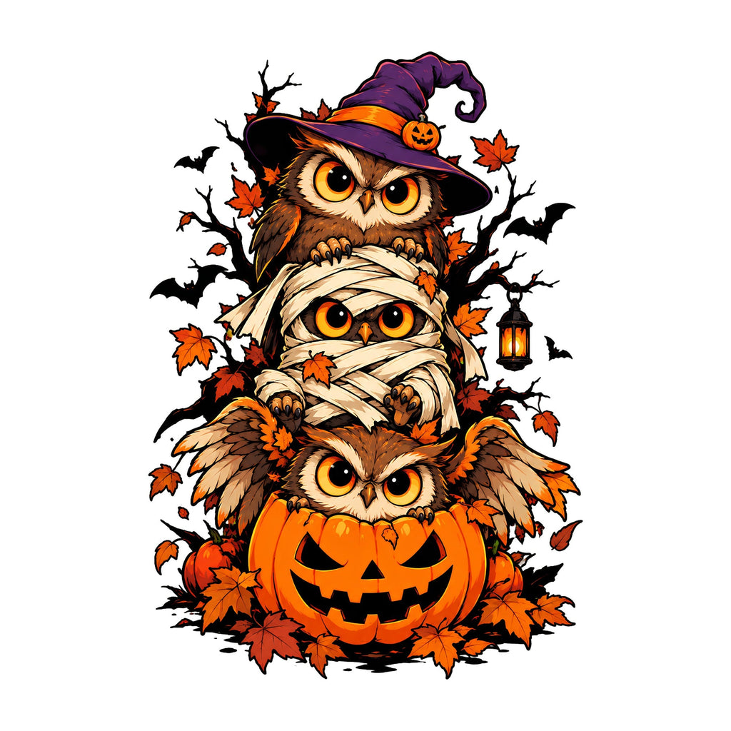 Stacked Halloween Owls