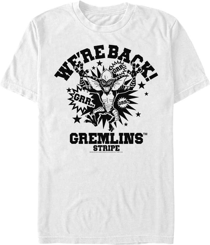 White Stripe We're Back Gremlins T-Shirt product image 1