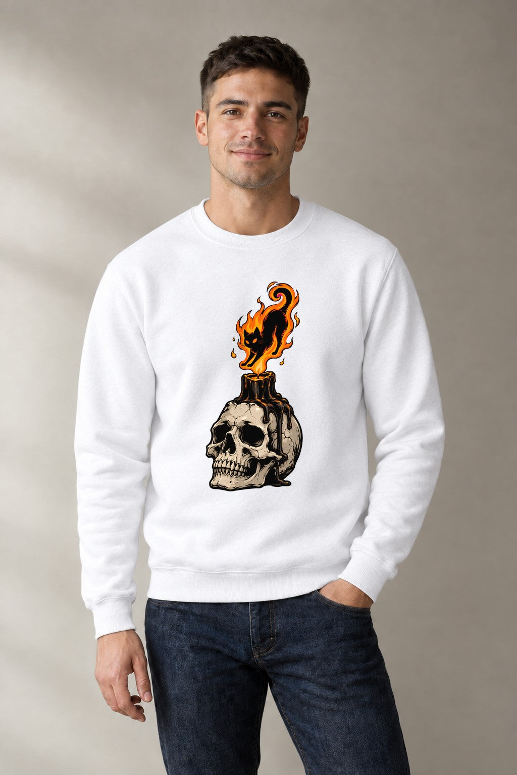 Flaming Cat Skull Candle product image 1