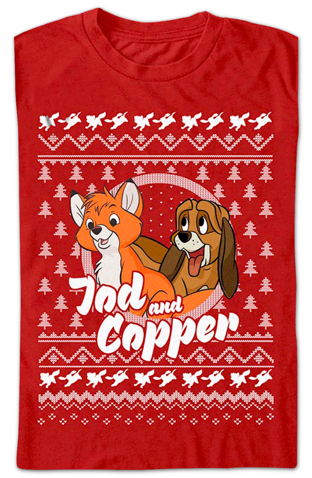 The Fox and Hound Faux Ugly Christmas Sweater Disney T-Shirt product image 2