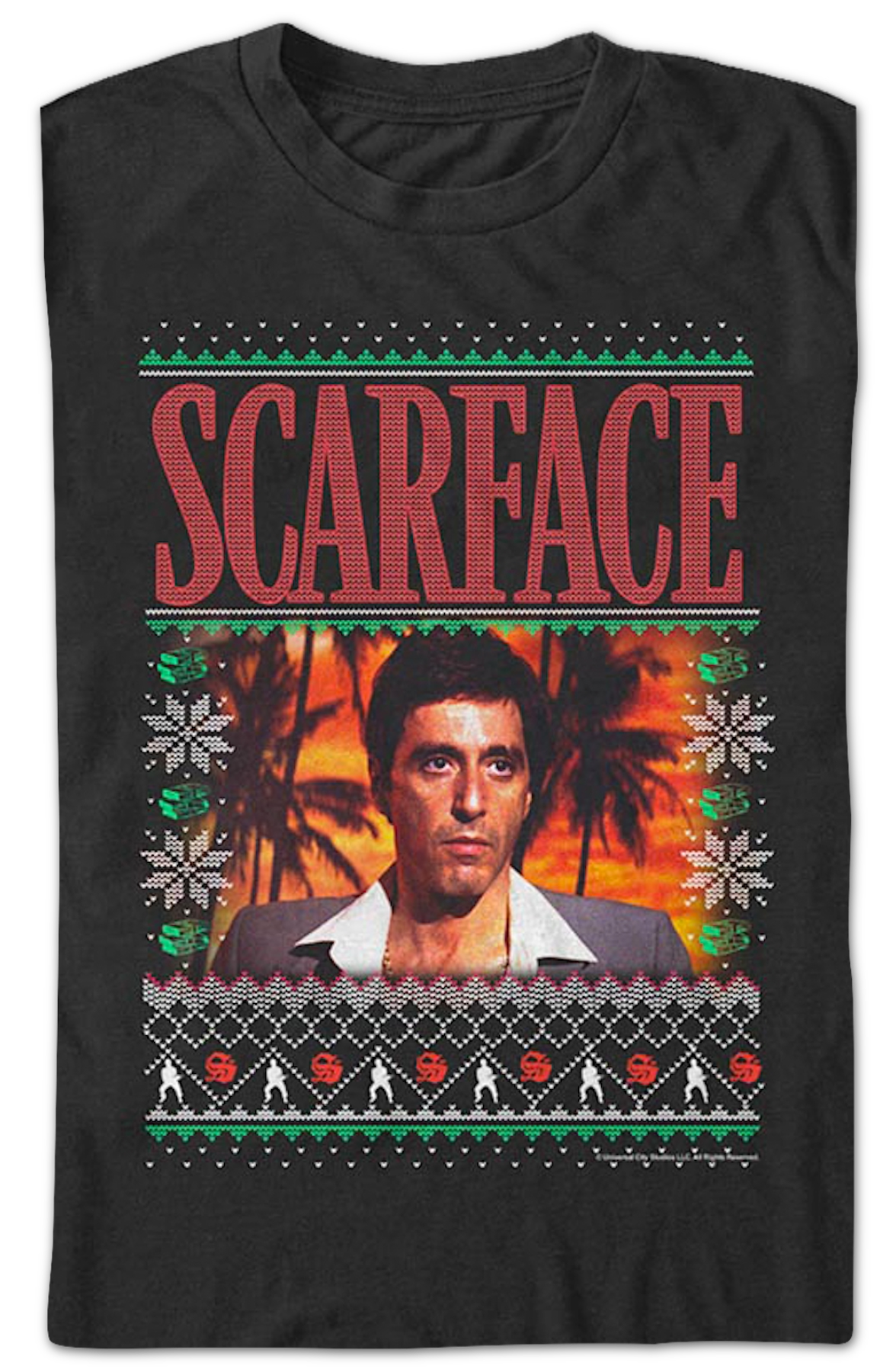 Tony Montana Faux Ugly Christmas Sweater Scarface T-Shirt product image 2