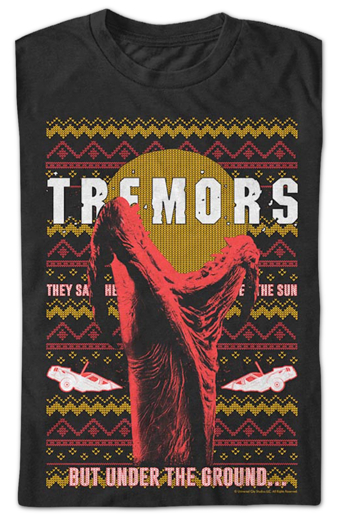 Under The Ground Faux Ugly Christmas Sweater Tremors T-Shirt product image 2