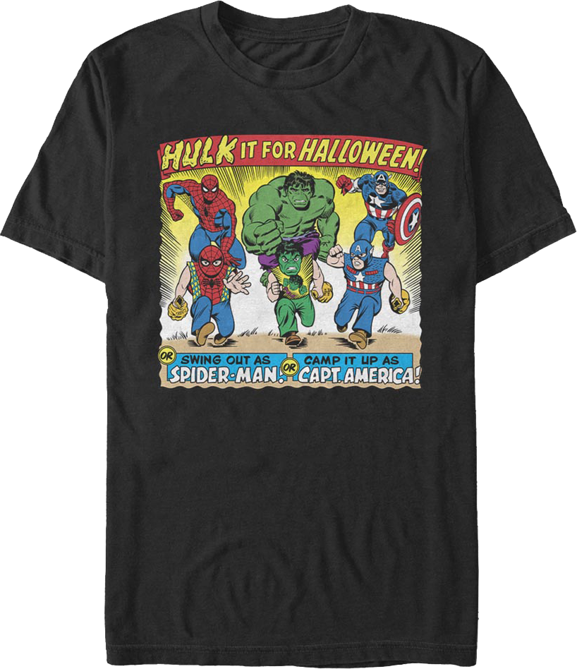 Vintage Avengers Halloween Costumes Ad Marvel Comics T-Shirt product image 1