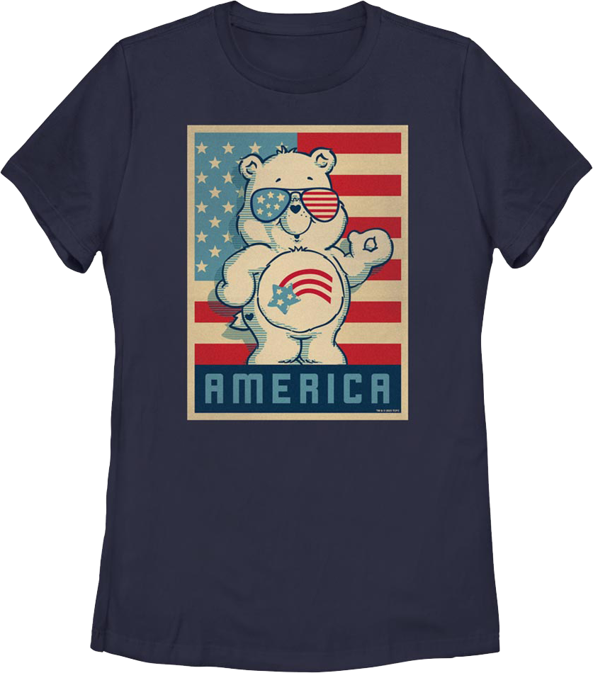 Womens America Cares Bear Patriotic Pose Care Bears Shirt product image 1