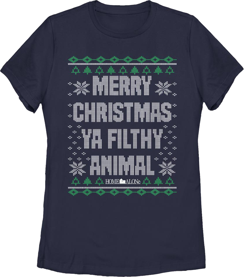 Womens Filthy Animal Faux Ugly Sweater Home Alone Shirt product image 1