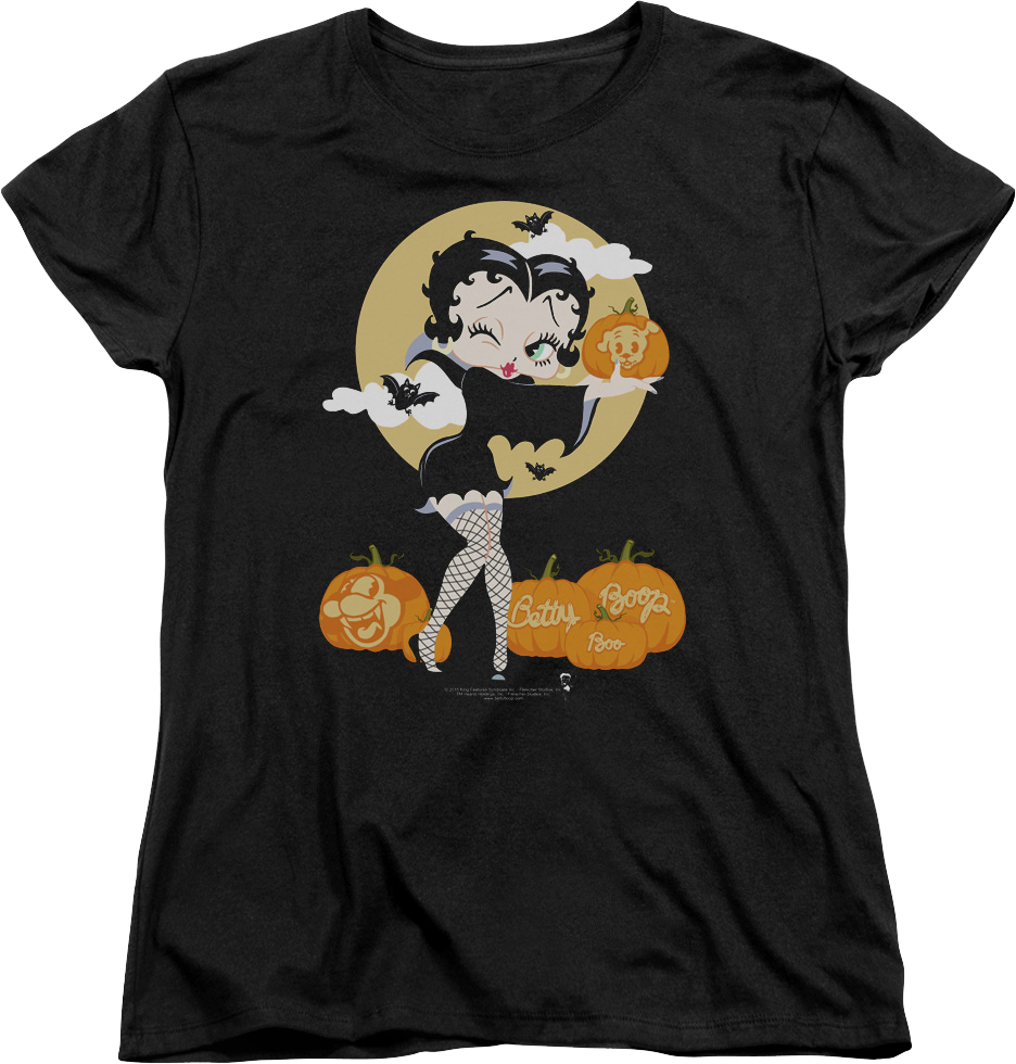 Womens Halloween Pumpkin Patch Betty Boop Shirt product image 1