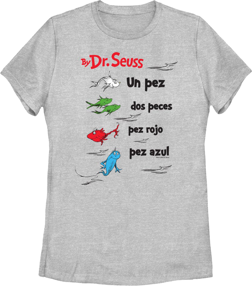 Womens Spanish One Fish, Two Red Blue Dr. Seuss Shirt product image 1