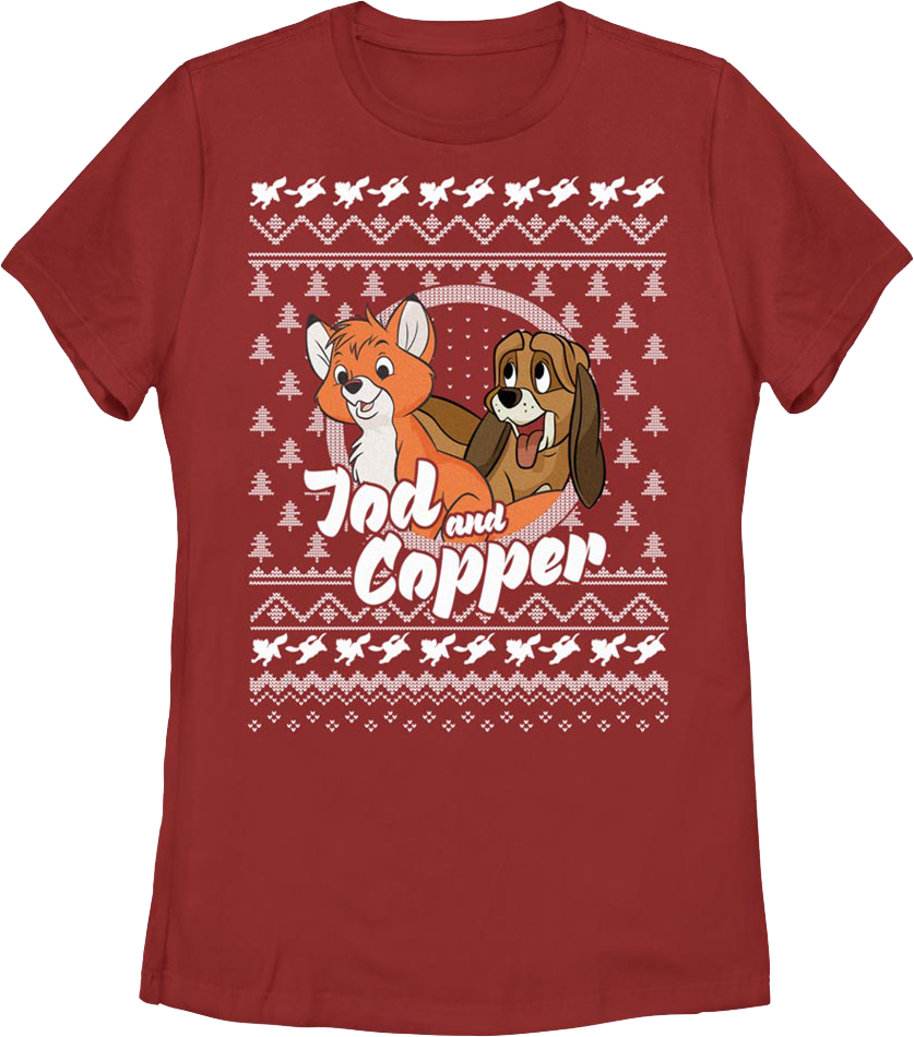 Womens The Fox and Hound Faux Ugly Christmas Sweater Disney product image 1